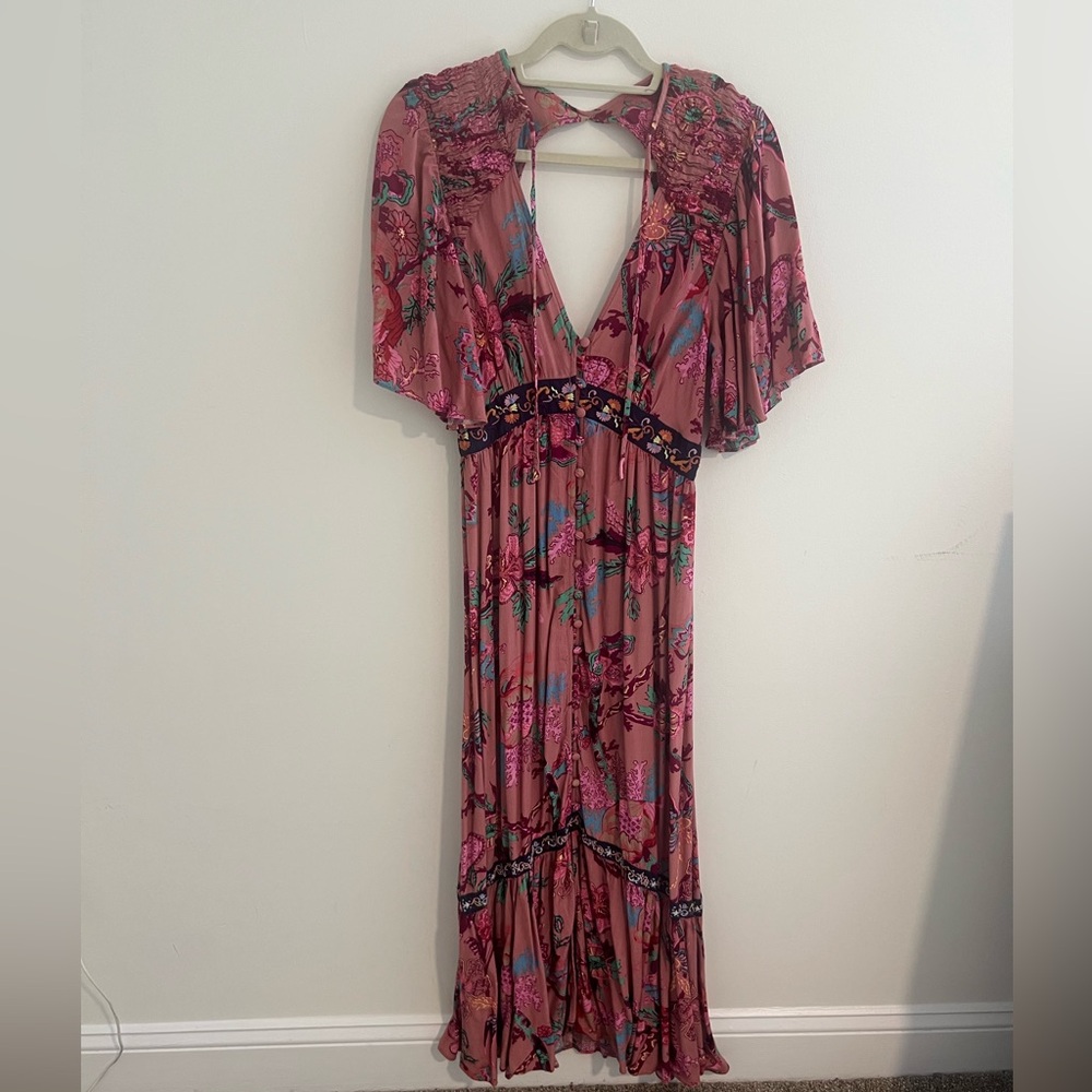 Anthropologie button front patterned maxi dress size S